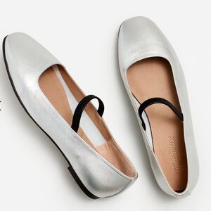Madewell Greta Ballet Flat in Silver.  NEW no box.